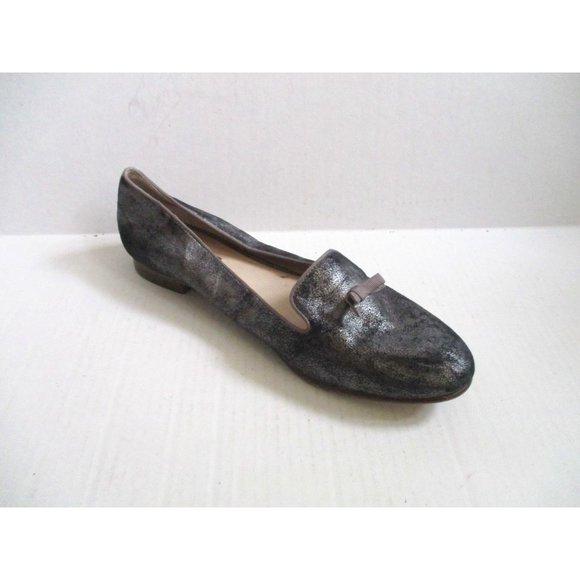 *Louise et Cie 'ANNISTON' Charcoal Gray Silver Metallic Finish Slip-On Flats